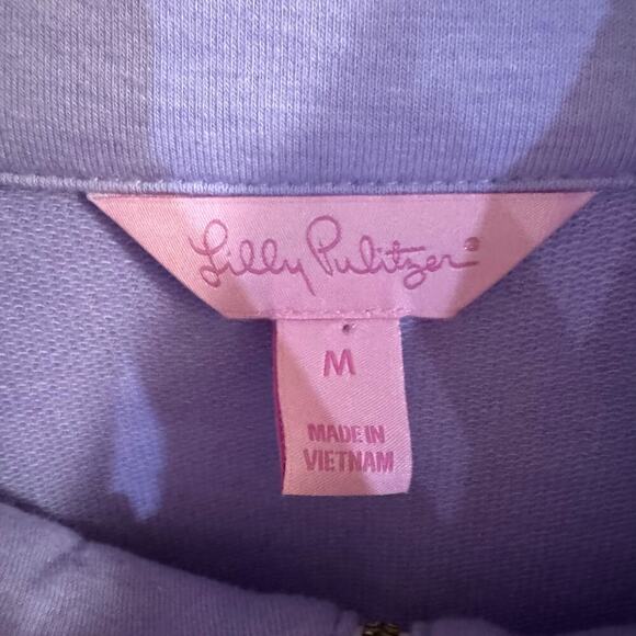 LILLY PULITZER Women’s Skipper Popover Size Medium Peek-A-Boo Lace Sleeve Lilac - Picture 7 of 10